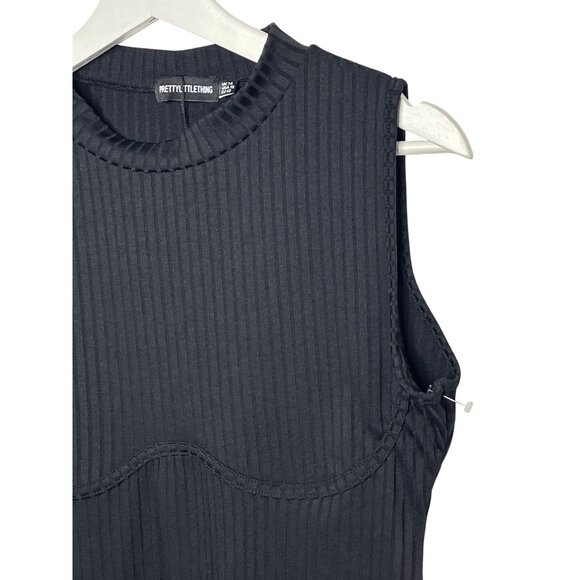Pretty Little Thing Womens 10 Black Ribbed Knit Bodycon Mini Dress - Picture 5 of 12